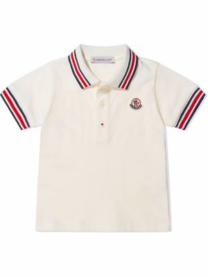Moncler Enfant logo-patch cotton polo shirt - White