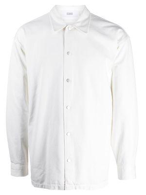 Closed long-sleeve cotton overshirt - White