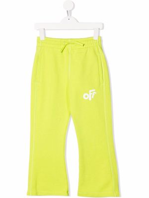 Off-White Kids logo-print flared track pants - Green