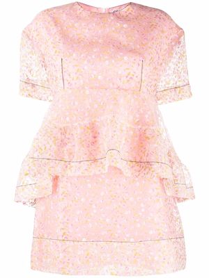 Parlor floral-print tulle peplum dress - Pink