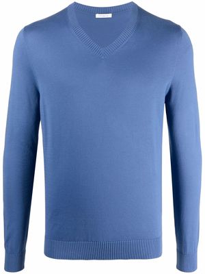 Malo V-neck cotton jumper - Blue