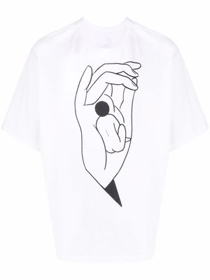 Lemaire hand-print cotton T-shirt - White