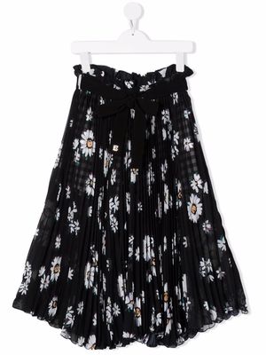 Ermanno Scervino Junior floral-print flared midi skirt - Black
