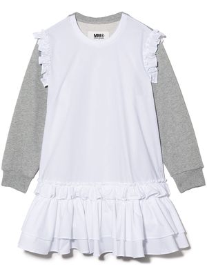 MM6 Maison Margiela Kids contrast-panel long-sleeve dress - White