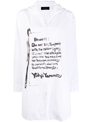 Yohji Yamamoto hand-written hooded shirt - White