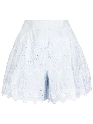 Simone Rocha high-rise broderie anglaise shorts - Blue