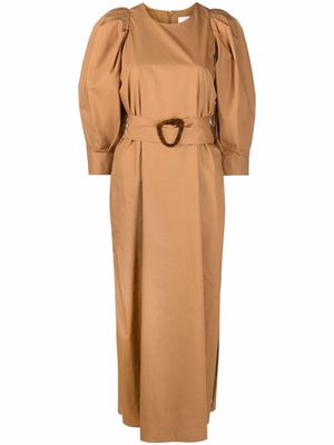 IVY & OAK puff-sleeves belted dress - Brown