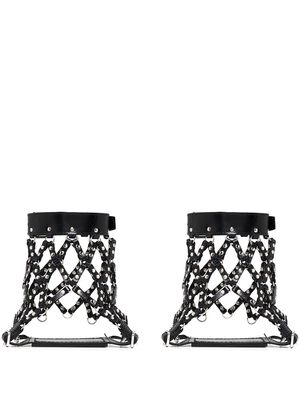 Comme Des Garçons Noir Kei Ninomiya calf leather crossover-strap belt - Black
