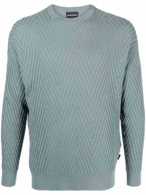 Emporio Armani zigzag-textured jumper - Green