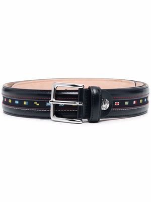 Paul & Shark embroidered-flags leather belt - Blue