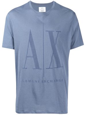 Armani Exchange oversized flocked logo-print T-shirt - Blue