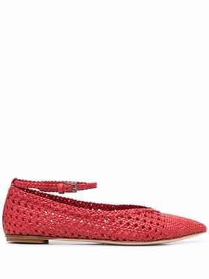 Del Carlo interwoven leather ballerina shoes - Red