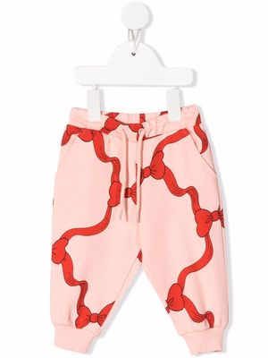 Mini Rodini bow-print organic cotton track pants - Pink