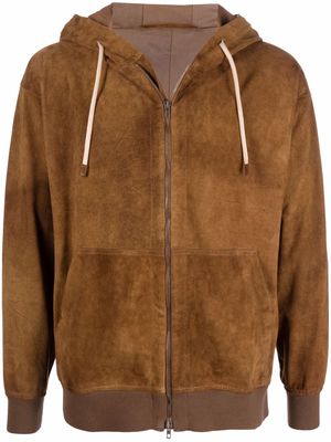Salvatore Santoro zip-up leather hooded jacket - Brown