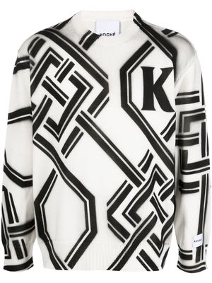 Koché intarsia-knit monogram cotton jumper - White