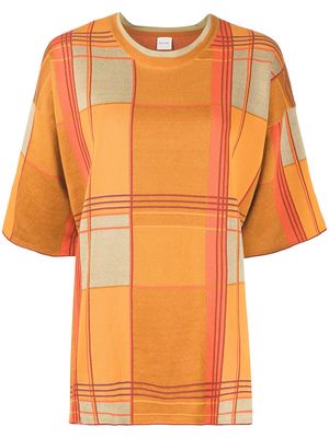 PAUL SMITH check-print knit T-shirt - Orange