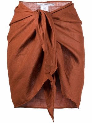 Faithfull the Brand knot-front linen sarong - Brown