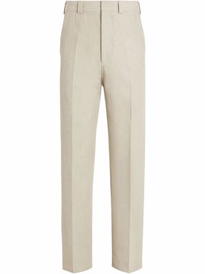 Ermenegildo Zegna straight-leg tailored linen trousers - Neutrals