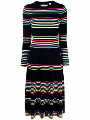 Chinti and Parker rainbow-stripes merino-wool dress - Blue