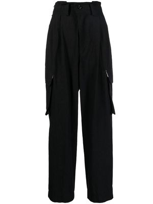 Y's high-waisted straight-leg trousers - Black
