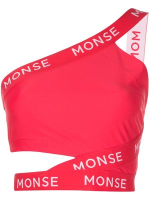 Monse logo-strap zigzag cropped top - Red