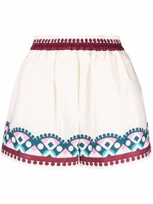 La DoubleJ geometric-print mini shorts - White