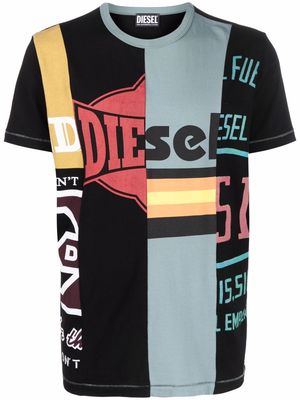 Diesel patchwork logo-print T-shirt - Black