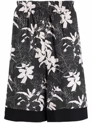 Laneus leaf print deck shorts - Black