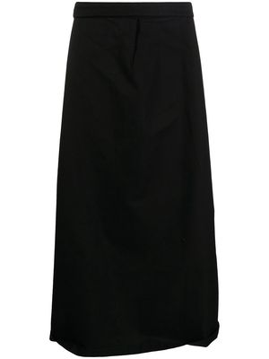Yohji Yamamoto pinch-draped wool midi skirt - Black