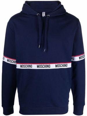 Moschino logo-print trim hoodie - Blue