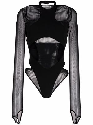 ALESSANDRO VIGILANTE semi-sheer halterneck bodysuit - Black