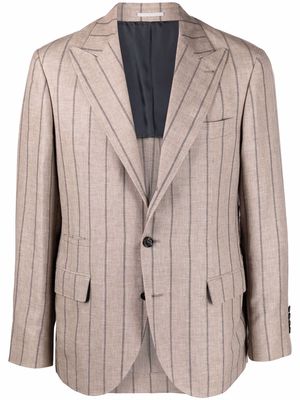 Brunello Cucinelli pinstripe linen blazer - Neutrals