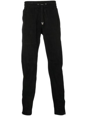 Saint Laurent tapered suede track trousers - Black