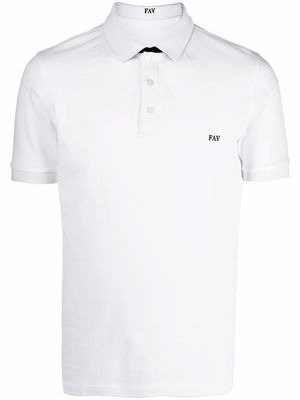 Fay embroidered-logo cotton polo shirt - White