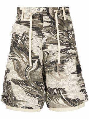 Stone Island Shadow Project marbled-print bermuda shorts - Neutrals