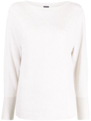 Lorena Antoniazzi boat-neck ribbed-knit jumper - White