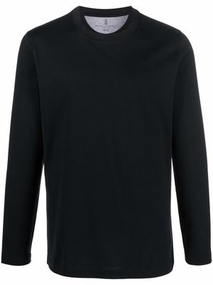 Brunello Cucinelli long-sleeved cotton T-Shirt - Black