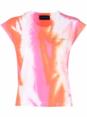 DEPENDANCE tie-dye logo-print T-shirt - Orange