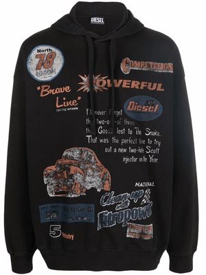Diesel chest logo-print hoodie - Black
