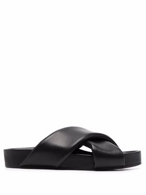 Jil Sander cross-strap leather sandals - Black