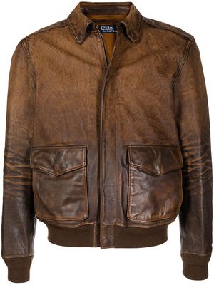 Polo Ralph Lauren distressed leather bomber jacket - Brown