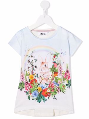 Molo Ragnhilde Bunny Cuteness-print organic cotton T-shirt - Blue
