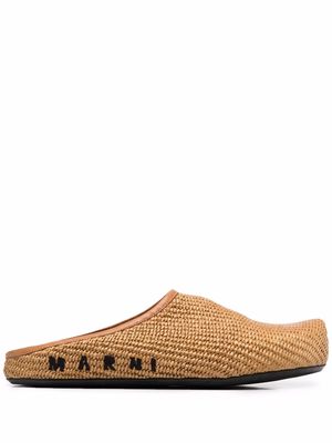 Marni Sabot cotton-woven slippers - Brown