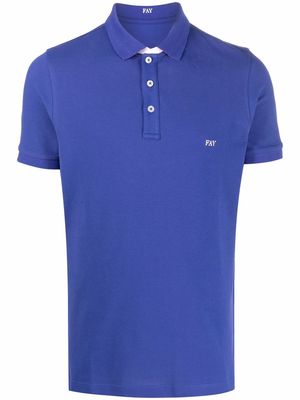 Fay embroidered-logo cotton polo shirt - Blue
