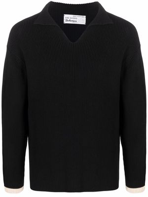 Ballantyne spread-collar ribbed-knit jumper - Black