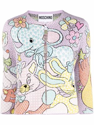 Moschino cartoon-pattern polka-dot cardigan - Purple