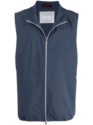Brunello Cucinelli high neck zip-up vest - Blue
