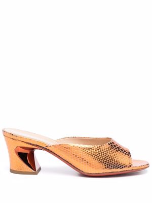 Baldinini sculpted-heel metallic mules - Orange