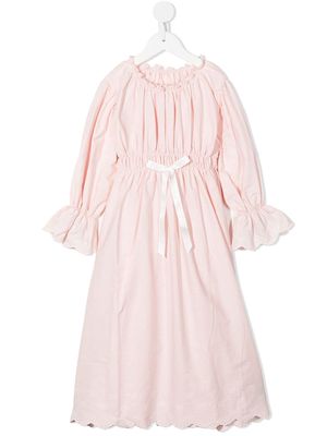 Amiki long-sleeved ruffle flared dress - Pink
