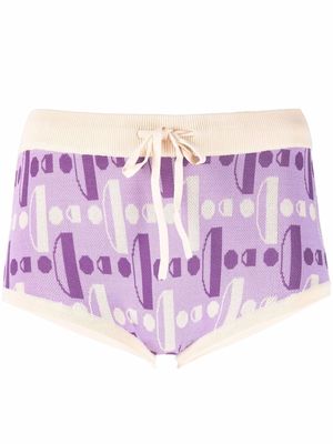 Dodo Bar Or abstract-pattern mini knit shorts - Purple